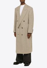 AMI PARIS Double-Breasted Long Wool Coat Beige HCO317WV0015/N_AMI-268