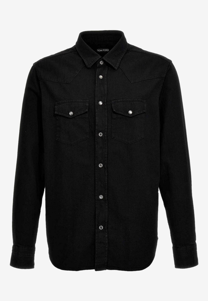 Tom Ford Long-Sleeved Denim Shirt HDS001-FMC112S24 LB997 Black