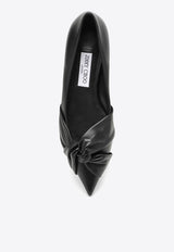 Jimmy Choo Hedera Knot-Detail Leather Shoes HEDERAFLATNAP/O_JIMCH-BLK