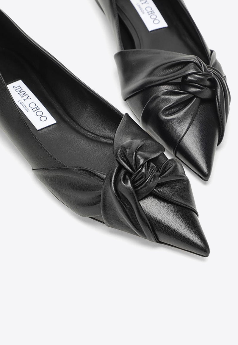 Jimmy Choo Hedera Knot-Detail Leather Shoes HEDERAFLATNAP/O_JIMCH-BLK