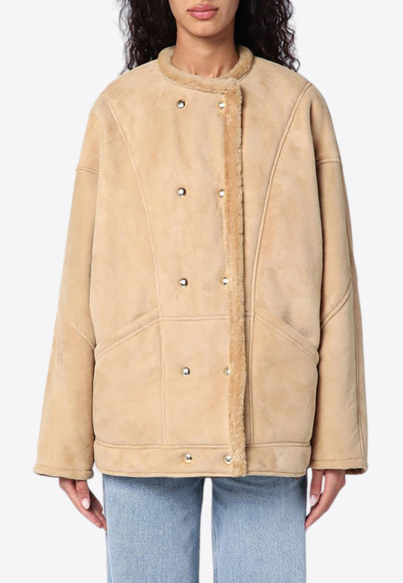 HALFBOY Double-Breasted Sheepskin Coat Beige HFW241WLAV126/P_HALF-004