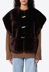 HALFBOY Oversized Shearling Vest Brown HFW241WLVE123/P_HALF-016