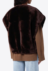 HALFBOY Oversized Shearling Vest Brown HFW241WLVE123/P_HALF-016