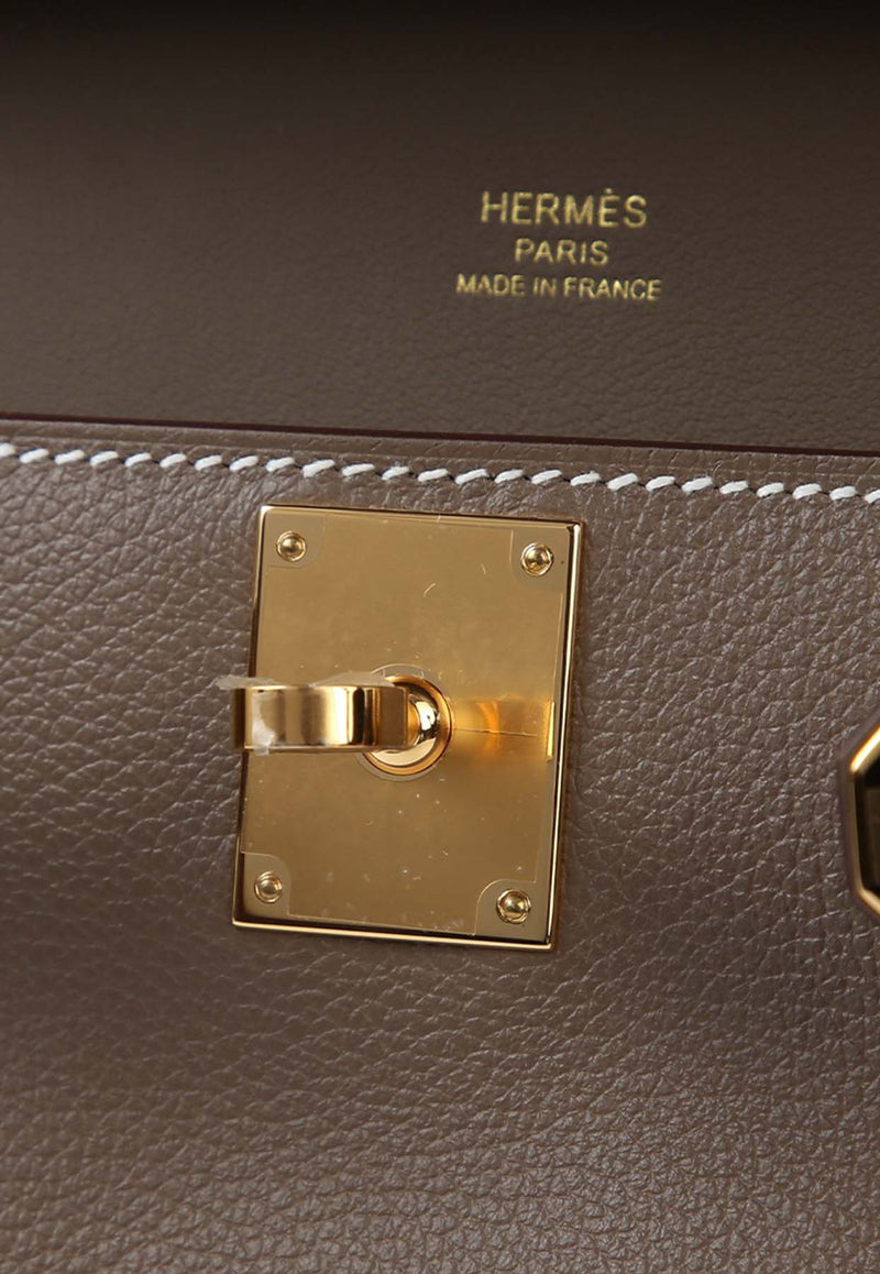 Hermès Mini Jypsiere in Etoupe Evercolor with Gold Hardware