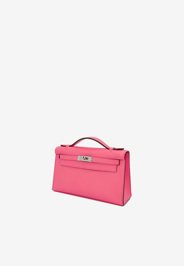 Hermès Kelly Pochette Clutch Bag in Rose Azalee Swift with Palladium Hardware