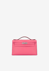 Hermès Kelly Pochette Clutch Bag in Rose Azalee Swift with Palladium Hardware