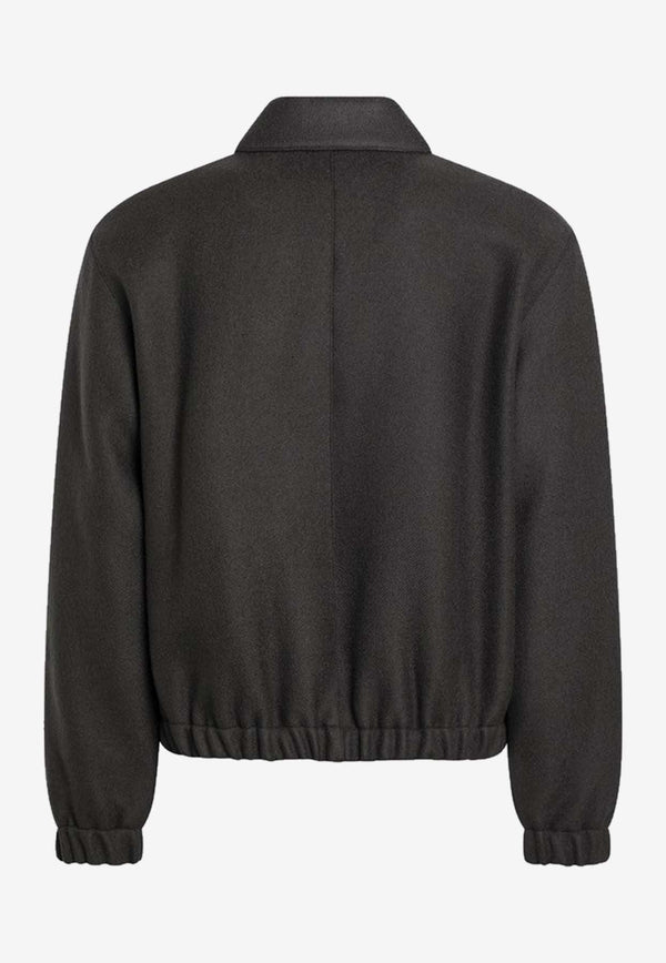 AMI PARIS Ami De Coeur Zip-Up Jacket  Gray HJK830WV0078/R_AMI-020