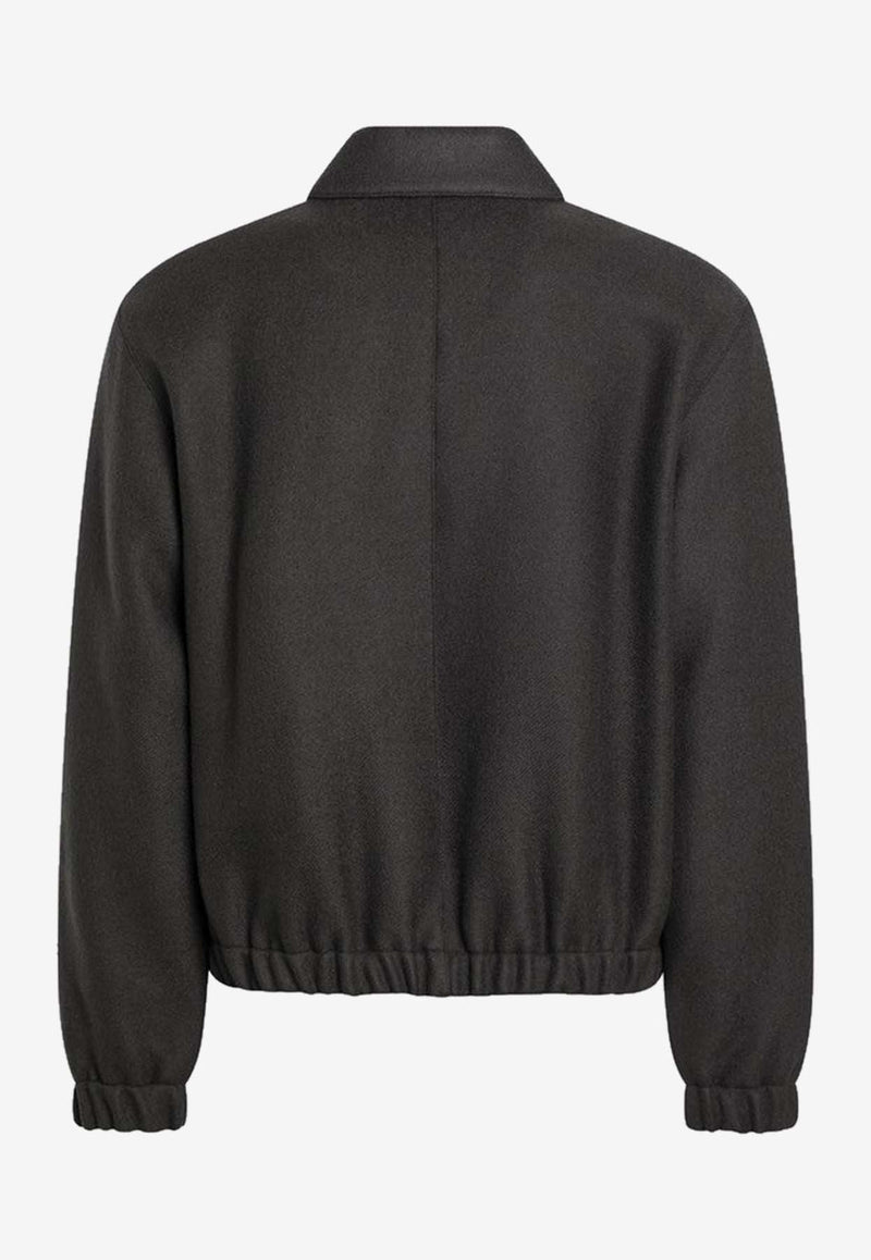 AMI PARIS Ami De Coeur Zip-Up Jacket  Gray HJK830WV0078/R_AMI-020