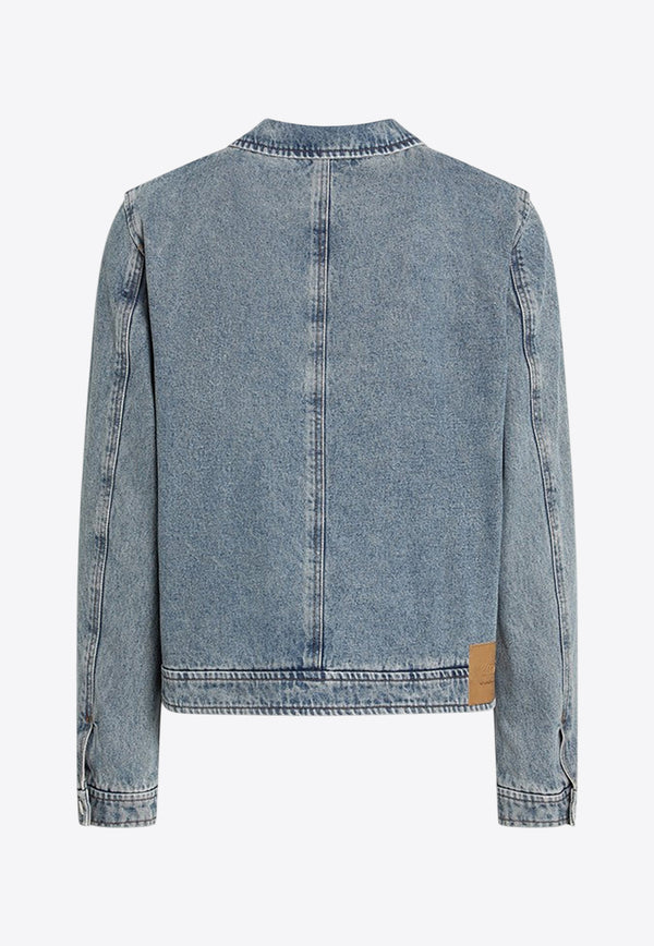 AMI PARIS Ami De Coeur Denim Zip-Up Jacket Light Blue HJK835DE0046/R_AMI-480