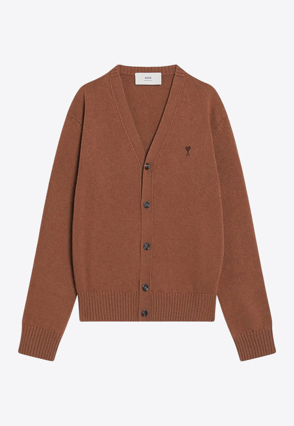 AMI PARIS Ami De Coeur Cashmere Cardigan Brown HKC363005_AMI-216