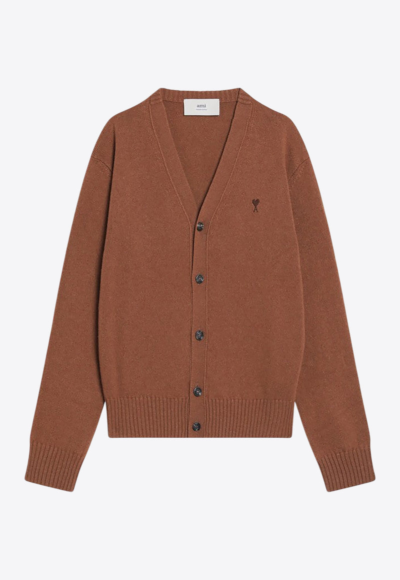 AMI PARIS Ami De Coeur Cashmere Cardigan Brown HKC363005_AMI-216