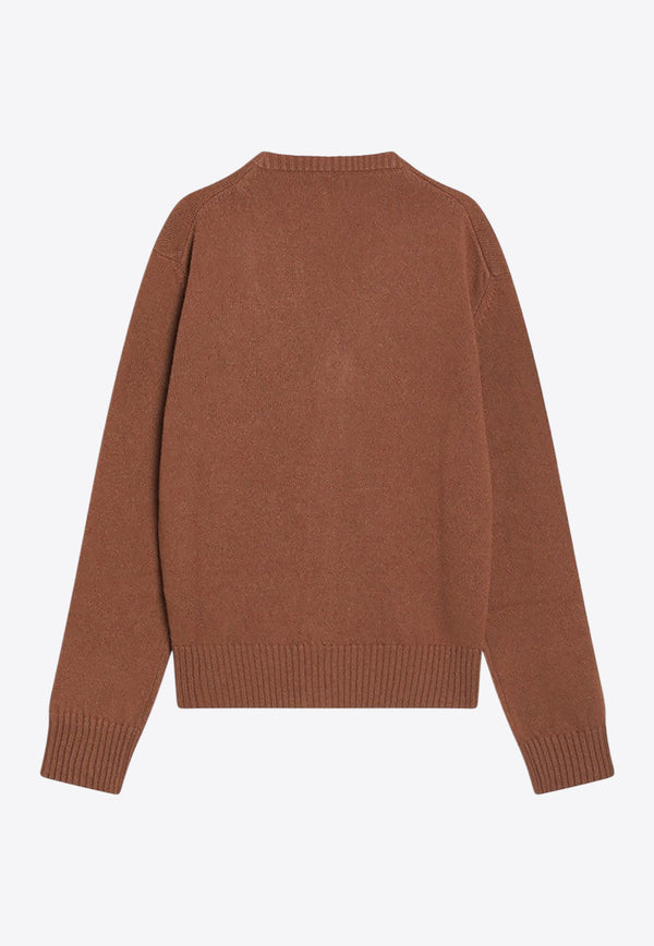 AMI PARIS Ami De Coeur Cashmere Cardigan Brown HKC363005_AMI-216