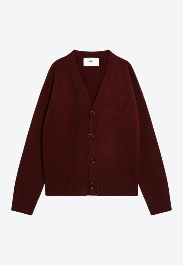 AMI PARIS Ami De Coeur Wool Cardigan Burgundy HKC371KN0071/R_AMI-692