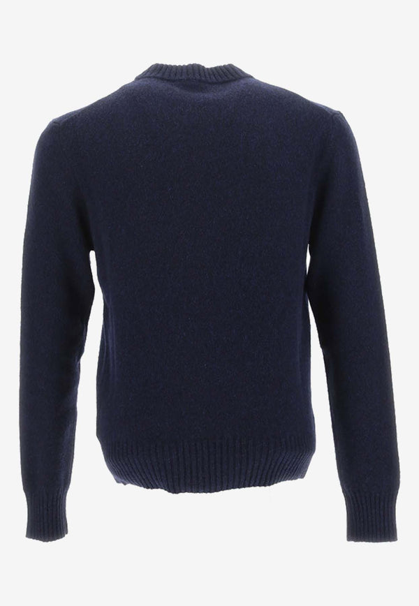 AMI PARIS Ami De Coeur Cashmere Wool Sweater Navy HKS127_005_430
