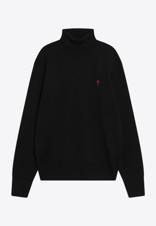 AMI PARIS Ami De Coeur Wool Turtleneck Sweater Black HKS827001/R_AMI-009