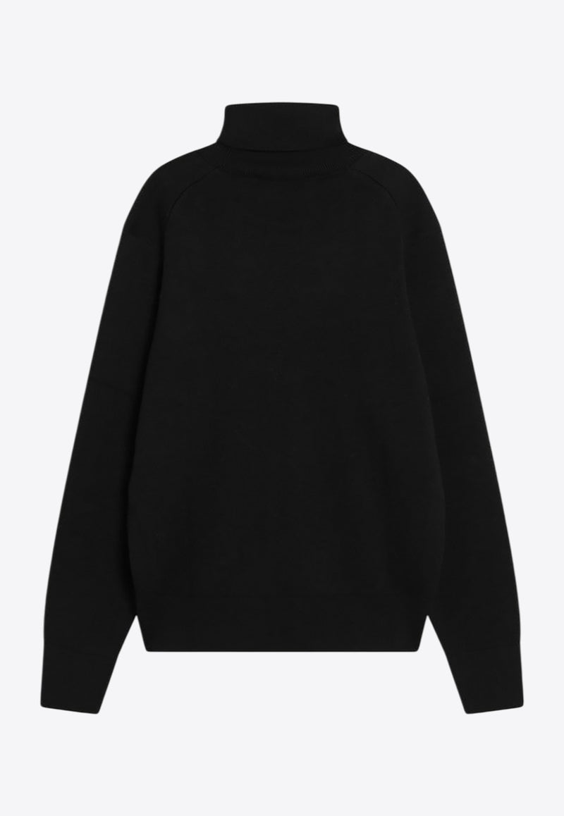 AMI PARIS Ami De Coeur Wool Turtleneck Sweater Black HKS827001/R_AMI-009