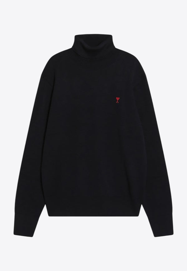 AMI PARIS Ami De Coeur Wool Turtleneck Sweater Navy HKS827001/R_AMI-414