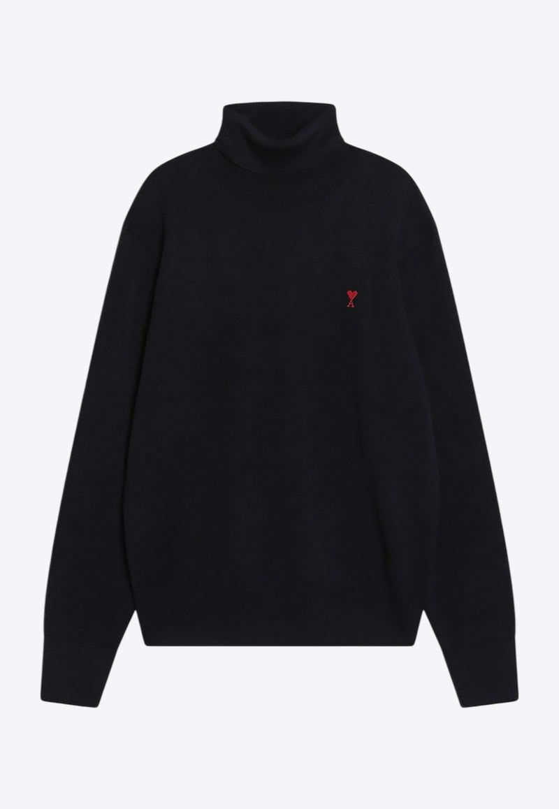 AMI PARIS Ami De Coeur Wool Turtleneck Sweater Navy HKS827001/R_AMI-414