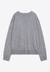 AMI PARIS Ami De Coeur Wool and Silk Sweater Gray HKS834KN0066/R_AMI-050