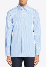 Tom Ford Striped Long-Sleeved Shirt HLBC01-CGP66 XAW2B Blue