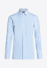 Tom Ford Striped Long-Sleeved Shirt HLBC01-CGP66 XAW2B Blue