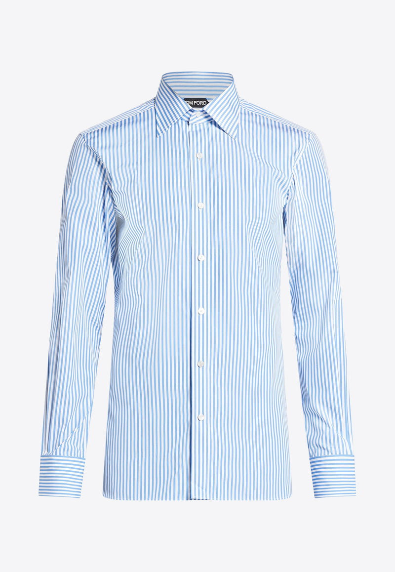 Tom Ford Striped Long-Sleeved Shirt HLBC01-CGP66 XAW2B Blue