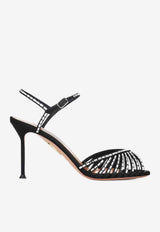 Aquazzura Hold Me 85 Crystal Cage Sandals Black HMCMIDS0-SAT000 BLACK
