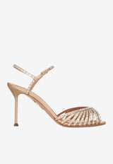 Aquazzura Hold Me 85 Crystal Cage Sandals Nude HMCMIDS0-SATWND WARM NUDE