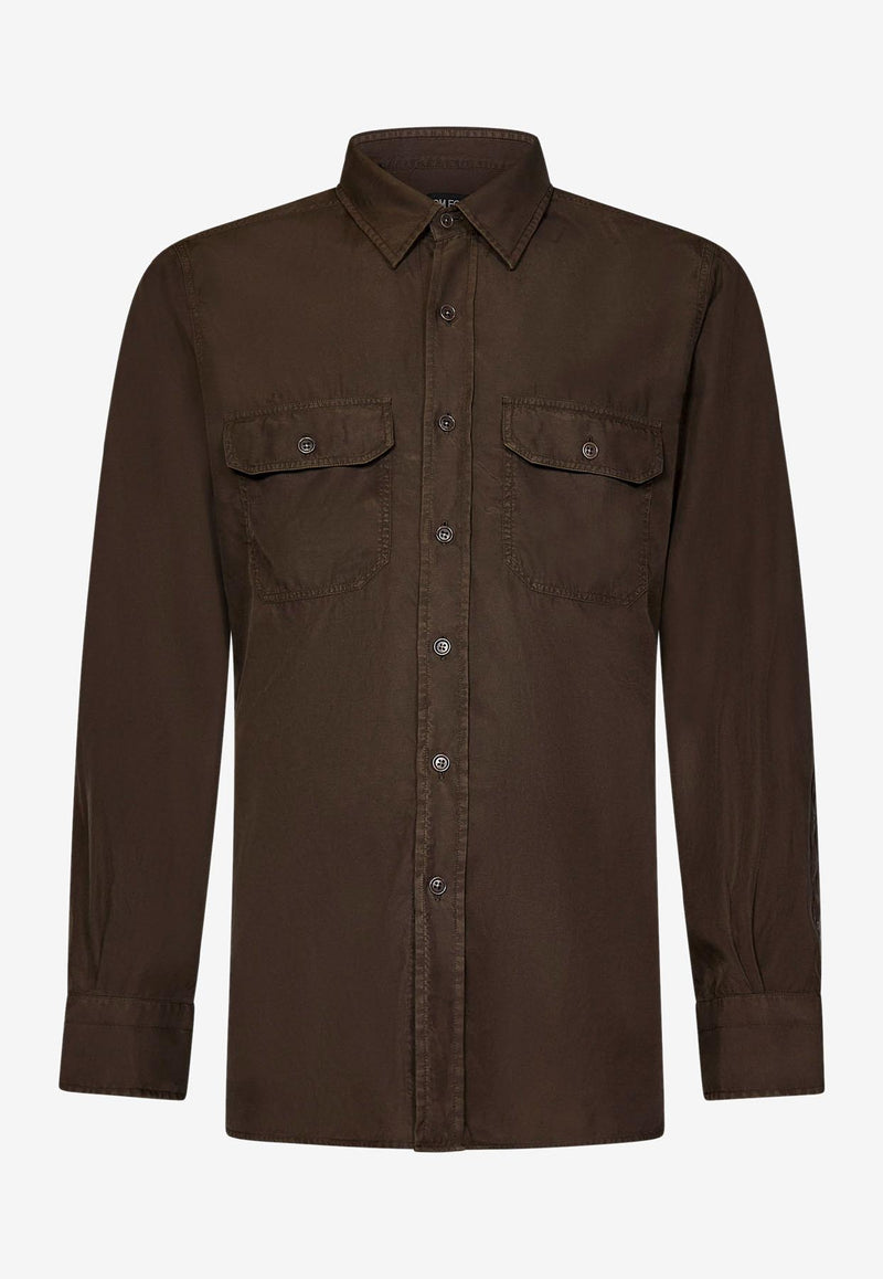Tom Ford Long-Sleeved Shirt HME001-FMG002S24 FG830 Military Green
