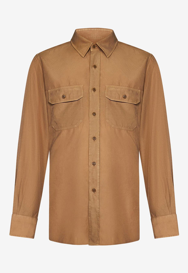 Tom Ford Long-Sleeved Shirt HME001-FMG002S24 JB783 Brown