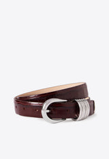Déhanche Hollyhock Croc-Effect Leather Belt Bordeaux HOLLY-CRO_BORDEAUX