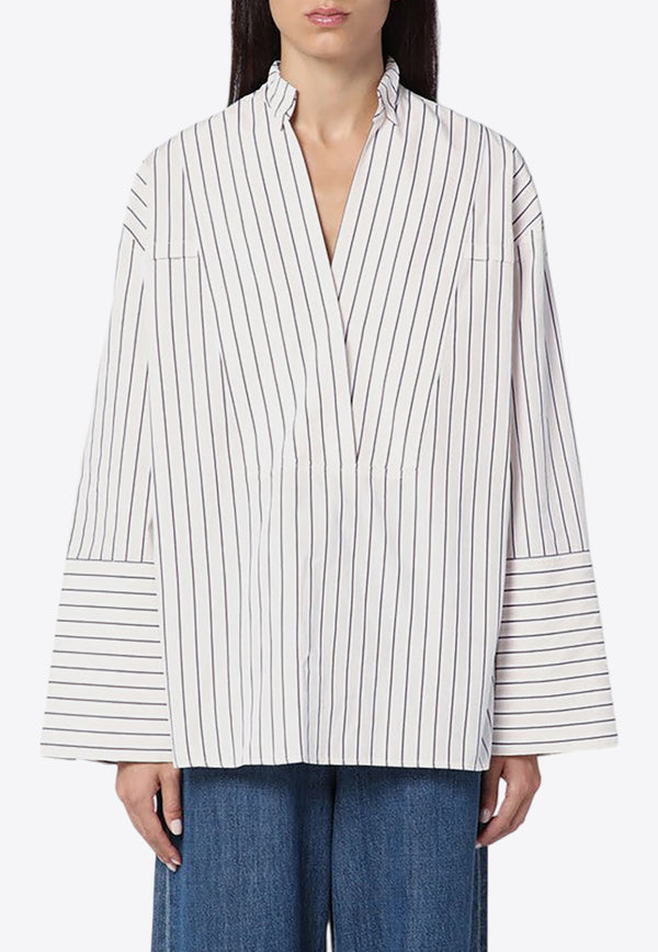 Margaux Lonnberg Striped Wide Long-Sleeved Shirt Brown HOLLYCO/P_LON-BR