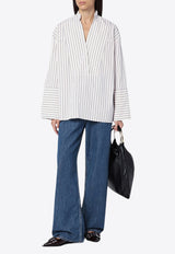 Margaux Lonnberg Striped Wide Long-Sleeved Shirt Brown HOLLYCO/P_LON-BR