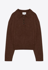 Loulou Studio Homere Cashmere Knit Polo Sweater Brown HOMEREWS/P_LOULO-MO