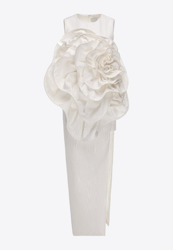Huishan Zhang Aphrodite Floral-Appliqué Midi Dress White HPS240129WHITE