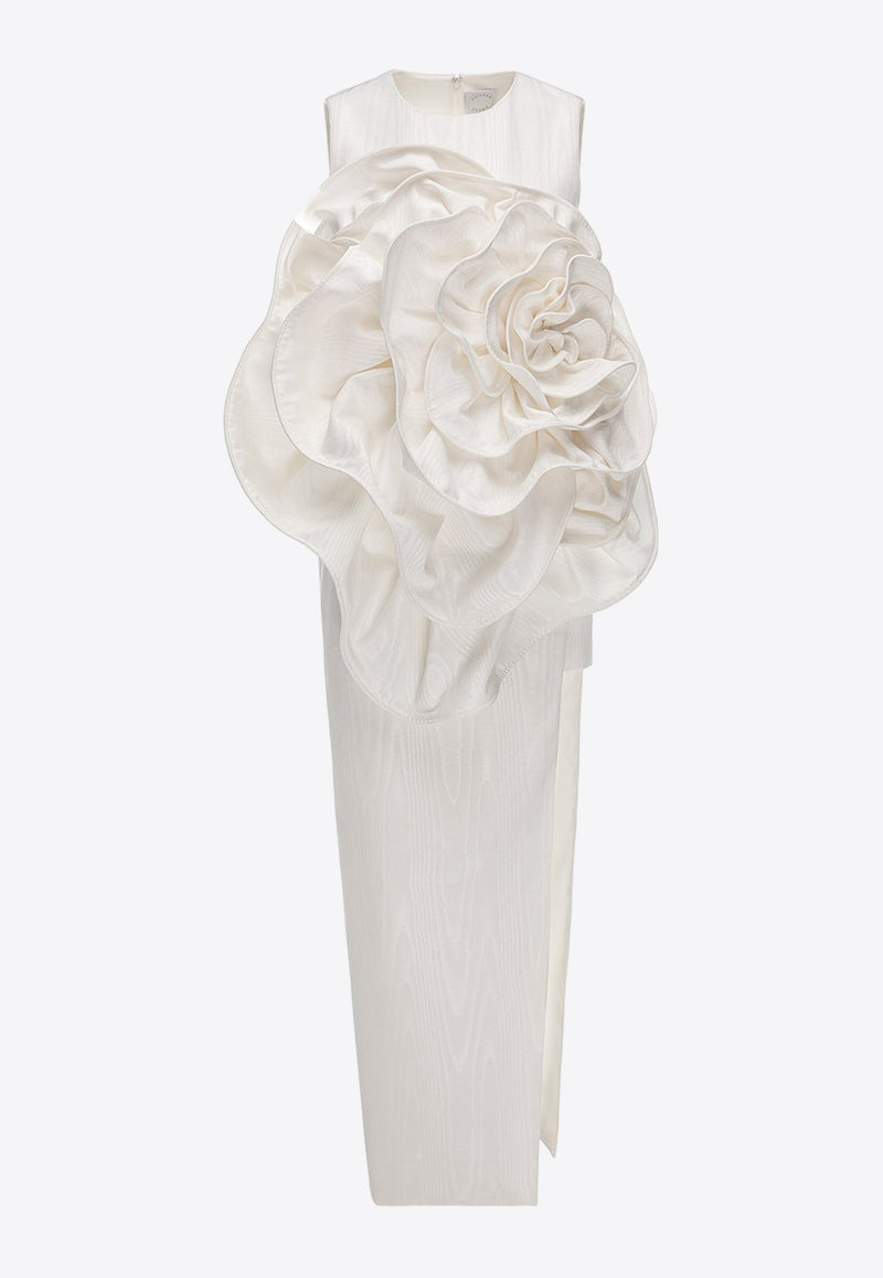 Huishan Zhang Aphrodite Floral-Appliqué Midi Dress White HPS240129WHITE