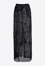 Huishan Zhang Annamarie Embroidered-Tulle Maxi Skirt Black HPS240210BLACK