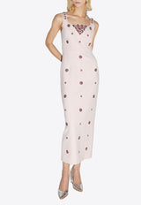 Huishan Zhang Arlene Embellished Crepe Midi Dress Pink HPW240104PINK