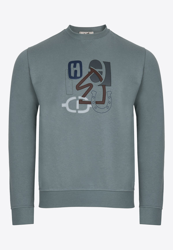 "H Puzzle" Print Pullover Sweatshirt