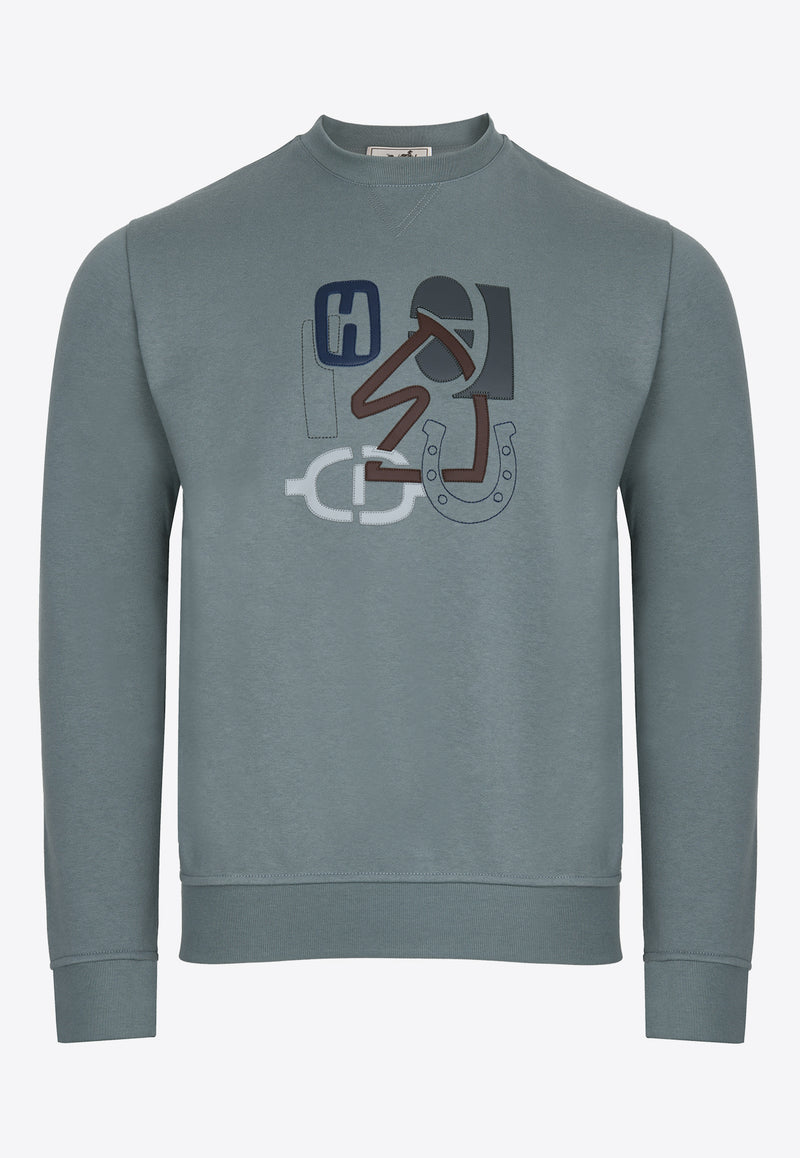 "H Puzzle" Print Pullover Sweatshirt