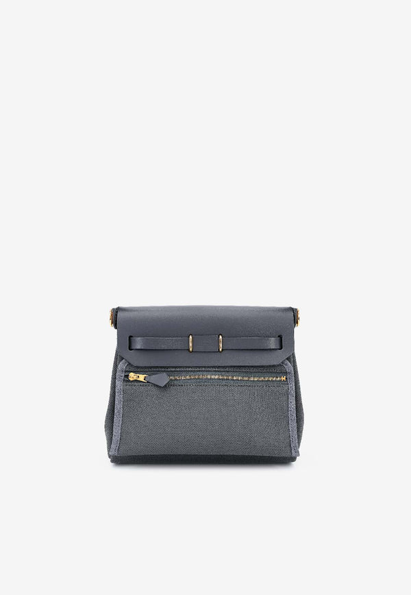 Mini Herbag Zip Retourne 20 in Ardoise Canvas and Hunter with Gold Hardware