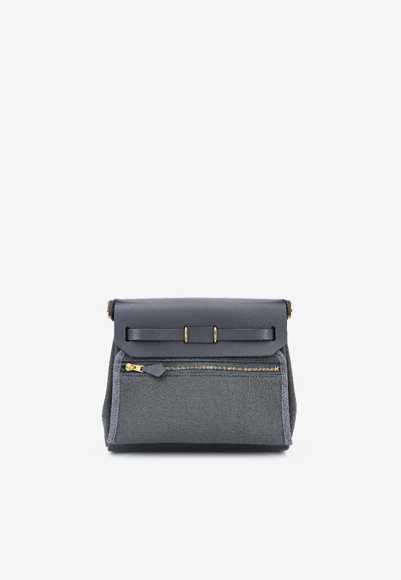 Mini Herbag Zip Retourne 20 in Ardoise Canvas and Hunter with Gold Hardware