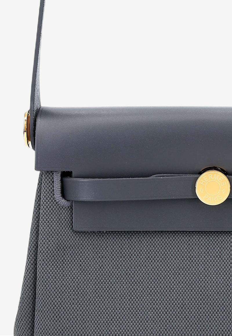 Mini Herbag Zip Retourne 20 in Ardoise Canvas and Hunter with Gold Hardware