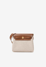 Mini Herbag Zip Retourne 20 in Ecru and Beige Military Toile and Fauve Hunter with Gold Hardware