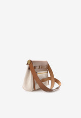 Mini Herbag Zip Retourne 20 in Ecru and Beige Military Toile and Fauve Hunter with Gold Hardware