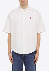 AMI PARIS Logo Embroidered Short-Sleeved Shirt White HSH230CO0031/O_AMI-193