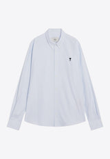 AMI PARIS Ami De Coeur Pinstripe Shirt Light Blue HSH763CO0087/R_AMI-475