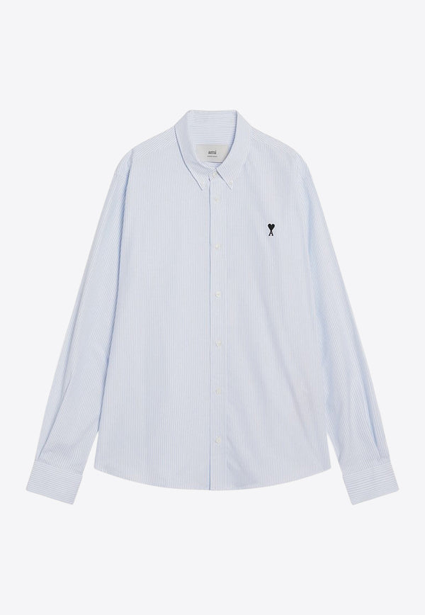 AMI PARIS Ami De Coeur Pinstripe Shirt Light Blue HSH763CO0087/R_AMI-475