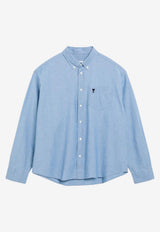 AMI PARIS Ami De Coeur Long-Sleeved Shirt Light Blue HSH822CO0221/S_AMI-484