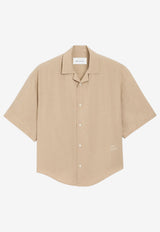 AMI PARIS Ami De Coeur Short-Sleeved Boxy Shirt Beige HSH830.VI0036_BEIGE